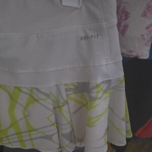 Nike White Dri-FIT Athletic Shorts with Yellow-Green Graphic